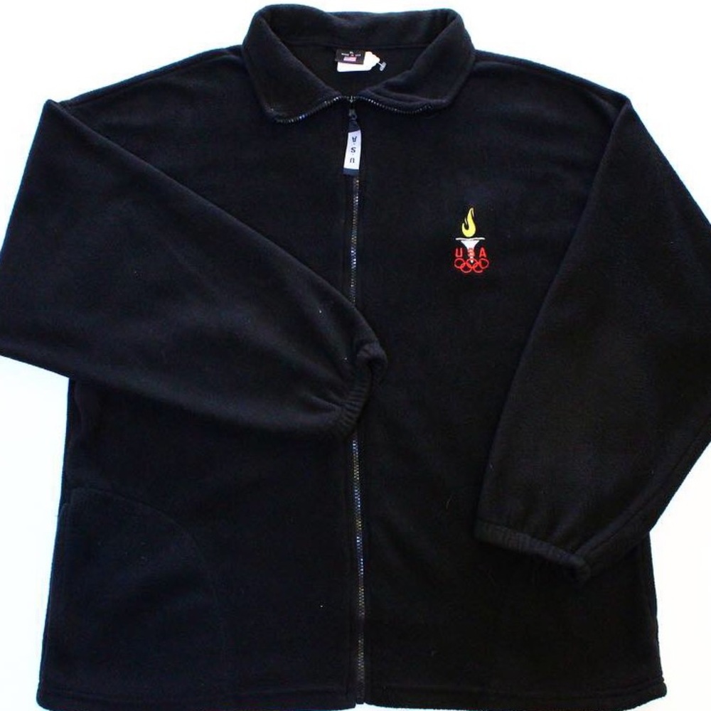 Team USA Vintage Olympics Black Zip Up Fleece XL